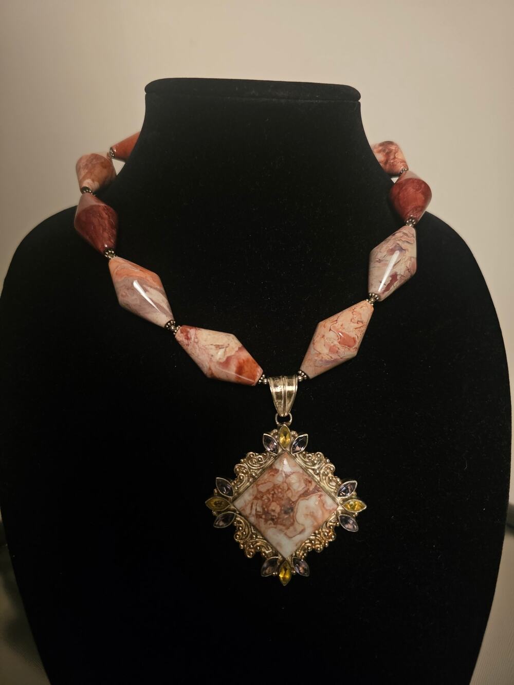 Vintage {925} Jasper Stone Necklace